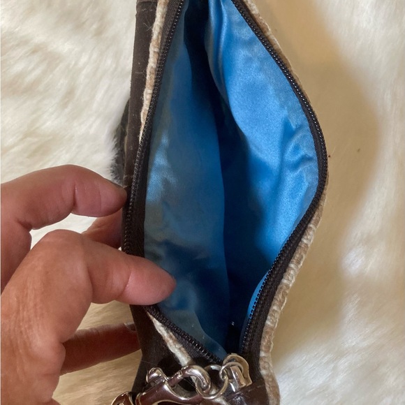 COACH brown houndstooth wristlet purse with outside toggle pocket. - Picture 3 of 4